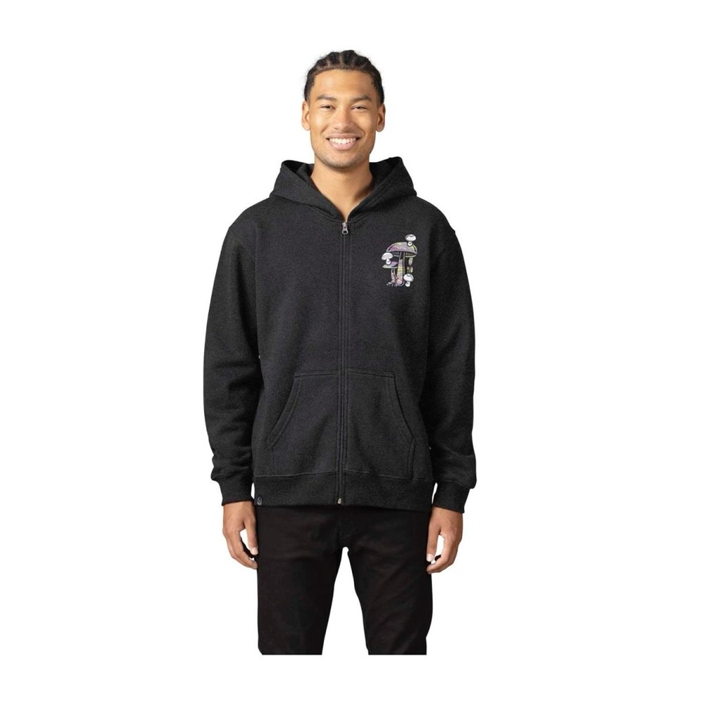 Mushroom Forest Pokémon Nature: Fall Charcoal Relaxed Fit Zip-Up Hoodie Adult L